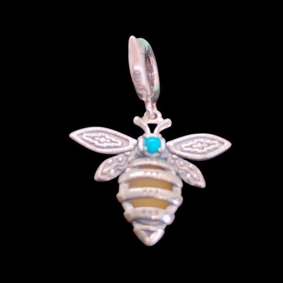 Carolyn Pollack Sterling Silver Turquoise & Yellow Jasper Bumblebee Bee Pendant - Picture 1 of 11